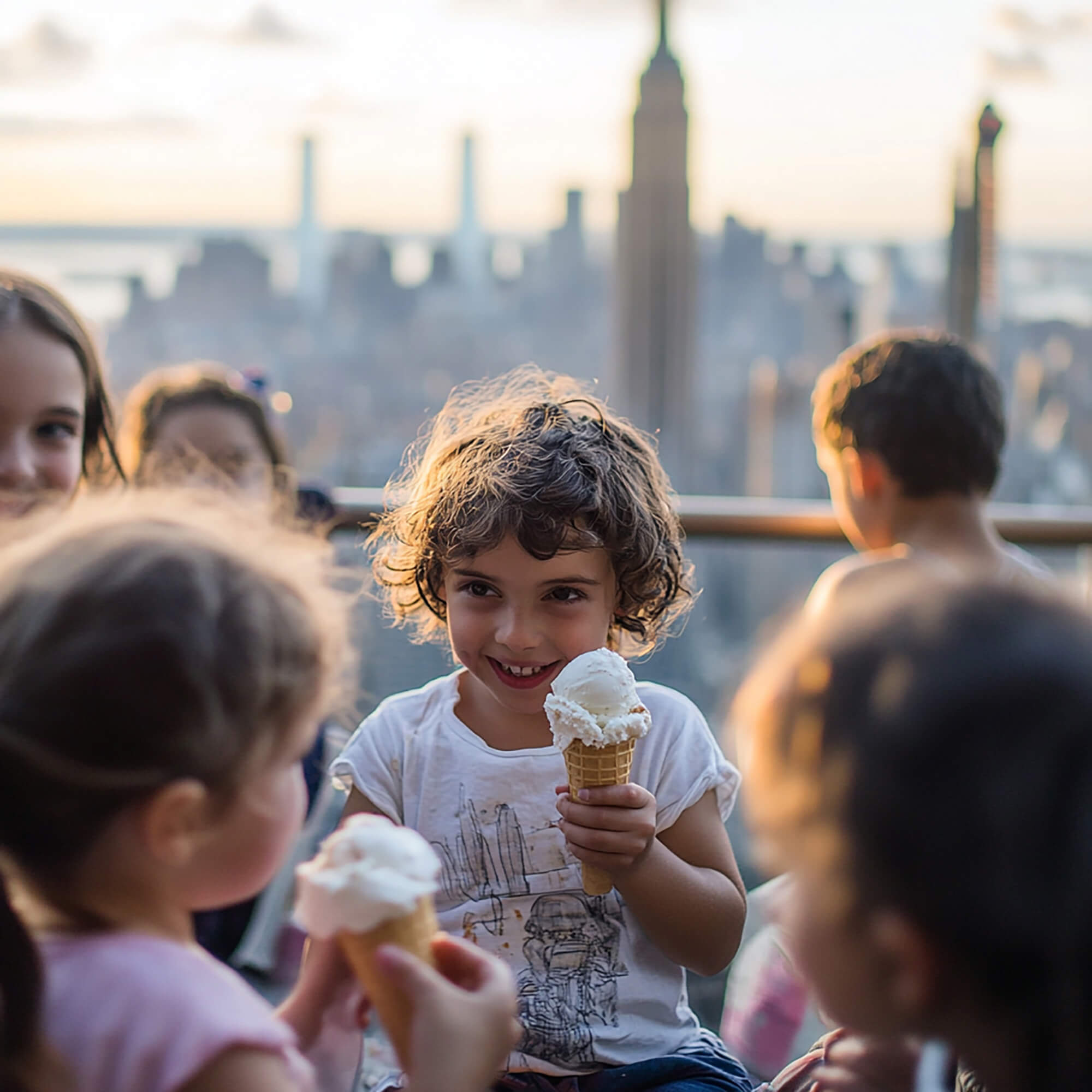 A group of children enjoying ice cream cones at The Edge