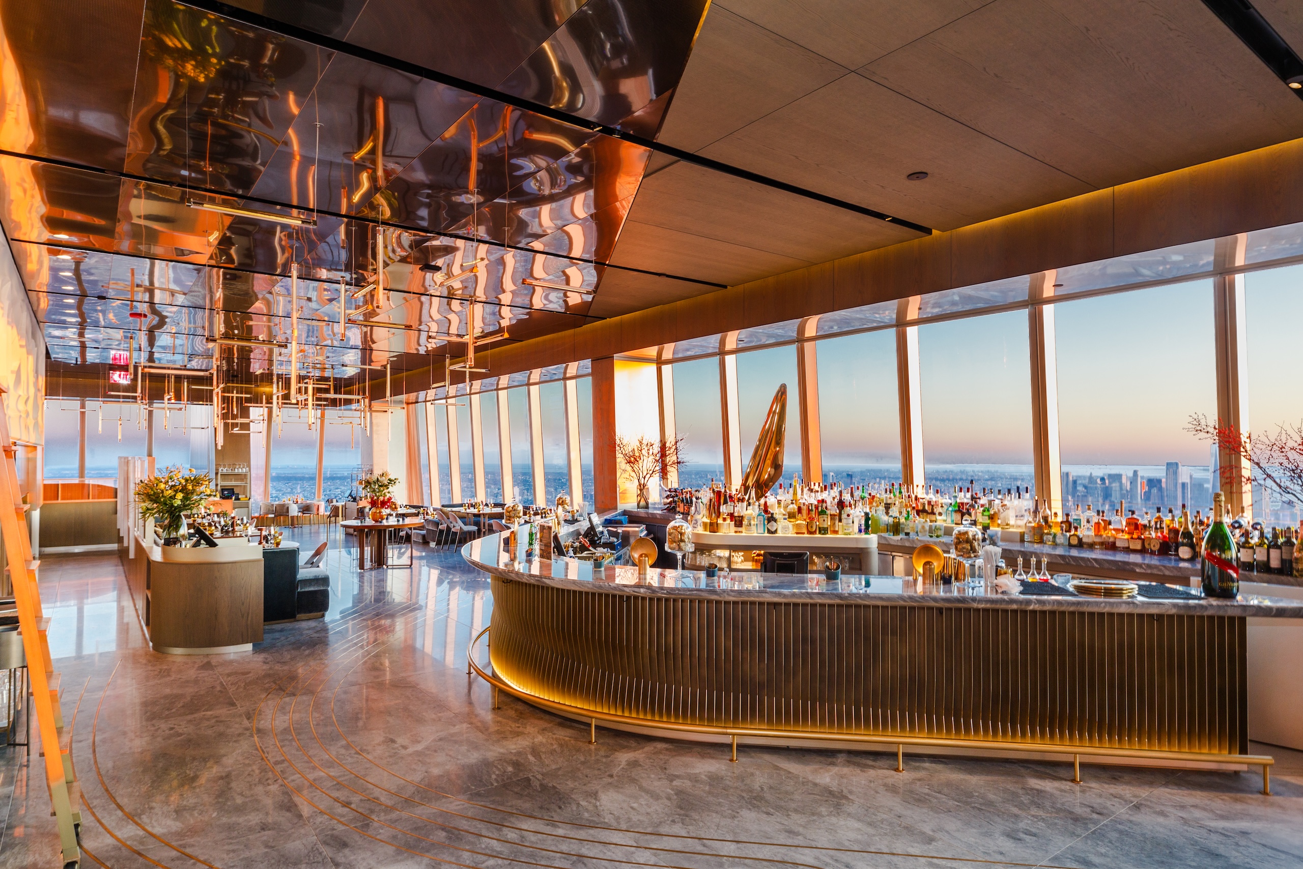 The Peak bar and event space overlooking New York city at sunset