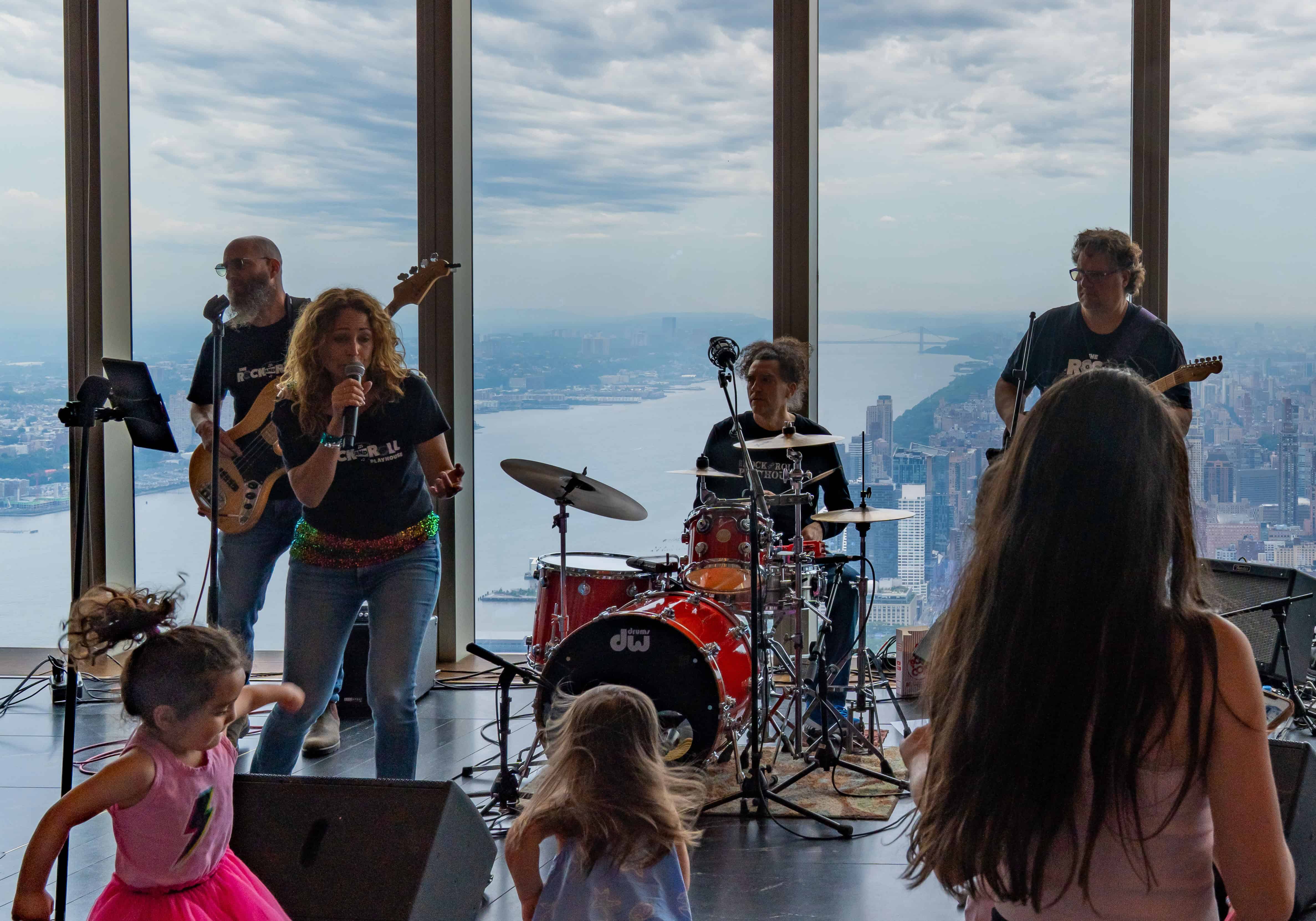 band performing inside at The Edge NYC for children