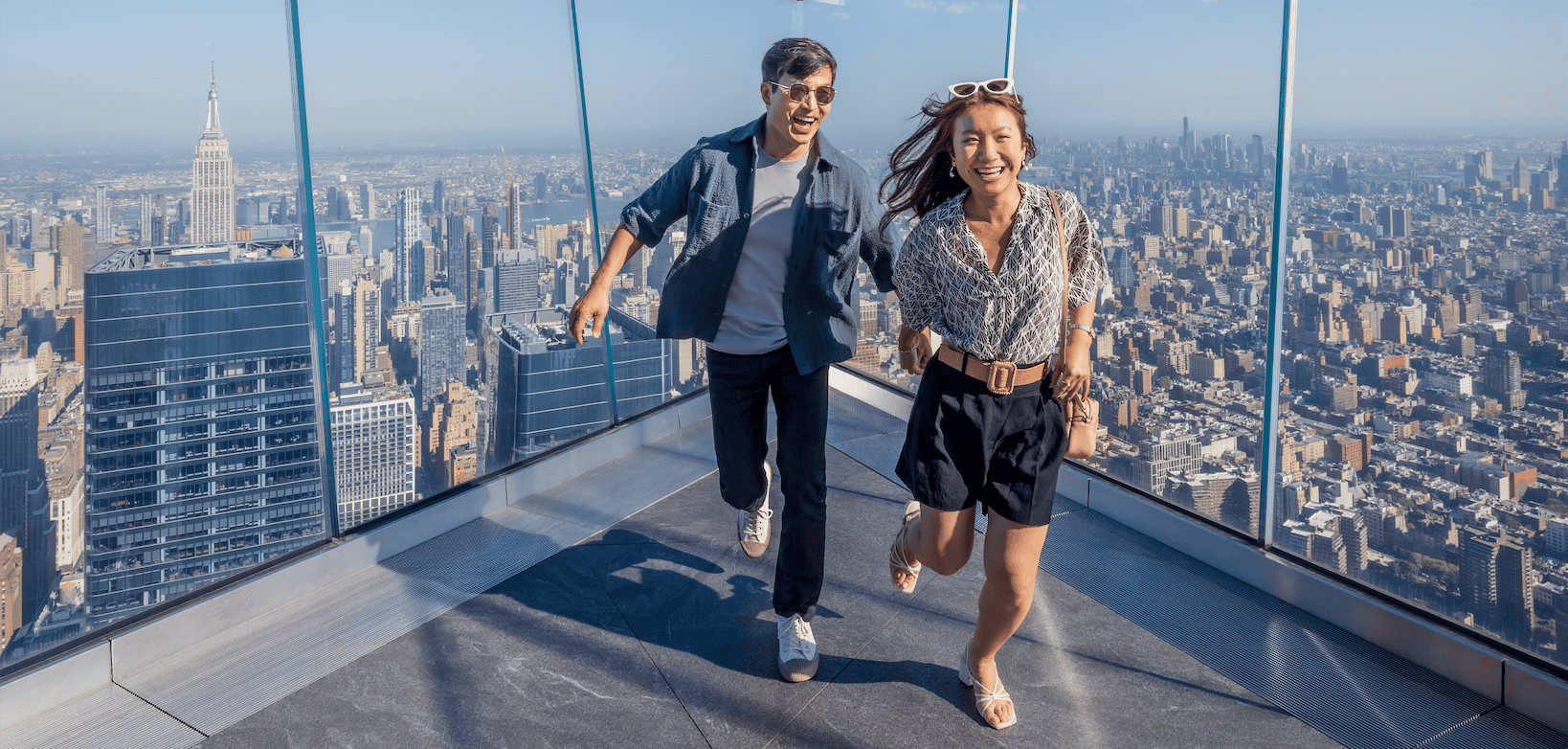 Students on the outdoor sky deck of Edge NYC.