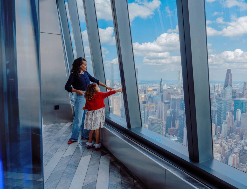 Edge NYC Sky Deck View with Family - Edge NYC - Edge NYC Family enjoying panoramic city views from Edge NYC sky deck at Hudson Yards.